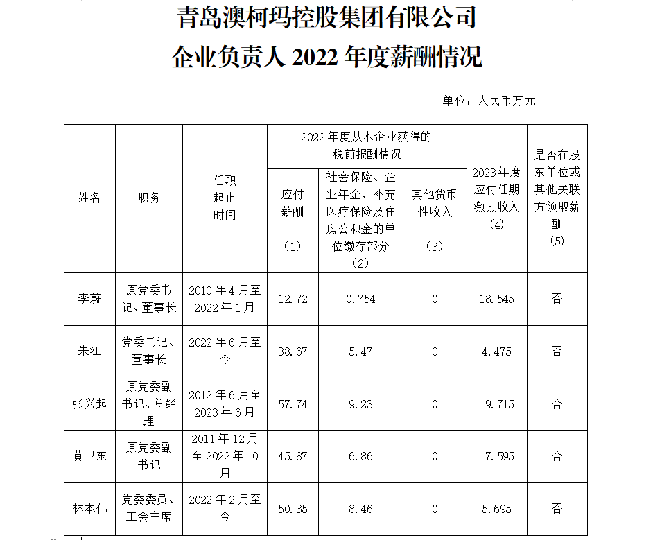 青島澳柯瑪控股集團有限公司企業負責人2022年度薪酬情況.png
